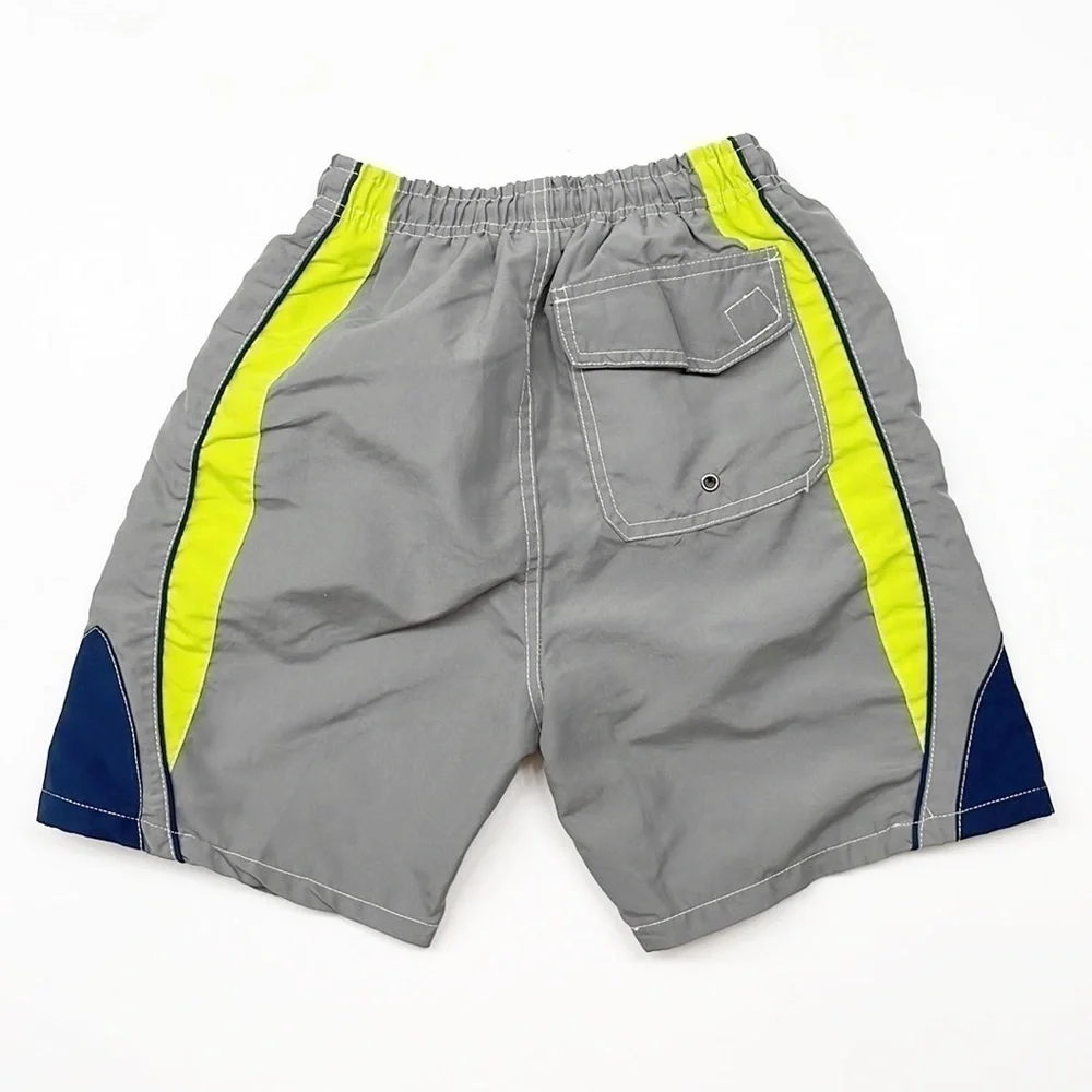 True boys gray panel swim trunks